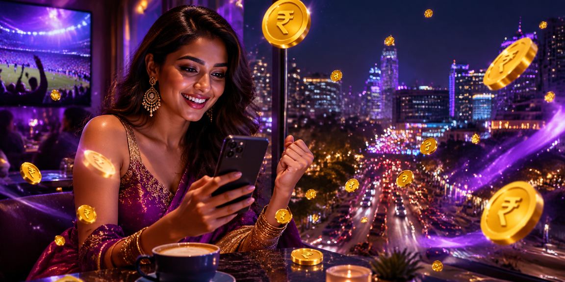 A slot game screen with rupee symbols and vibrant imagery in Bangalore city context