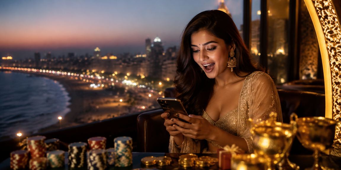 Live casino player enjoying blackjack with cricket and Bollywood themes near Chennai marina beach