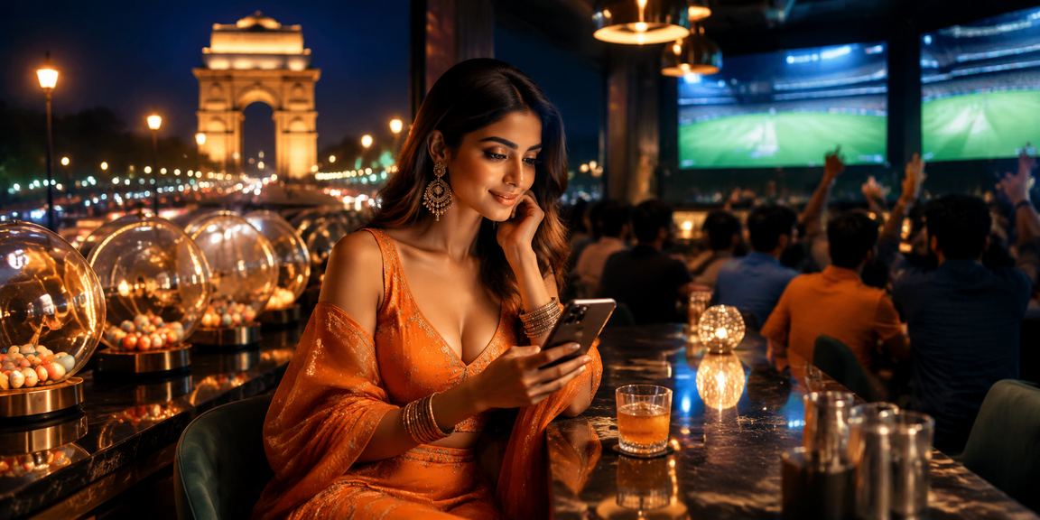 Live casino game streamed on mobile with cricket stadium background in Delhi