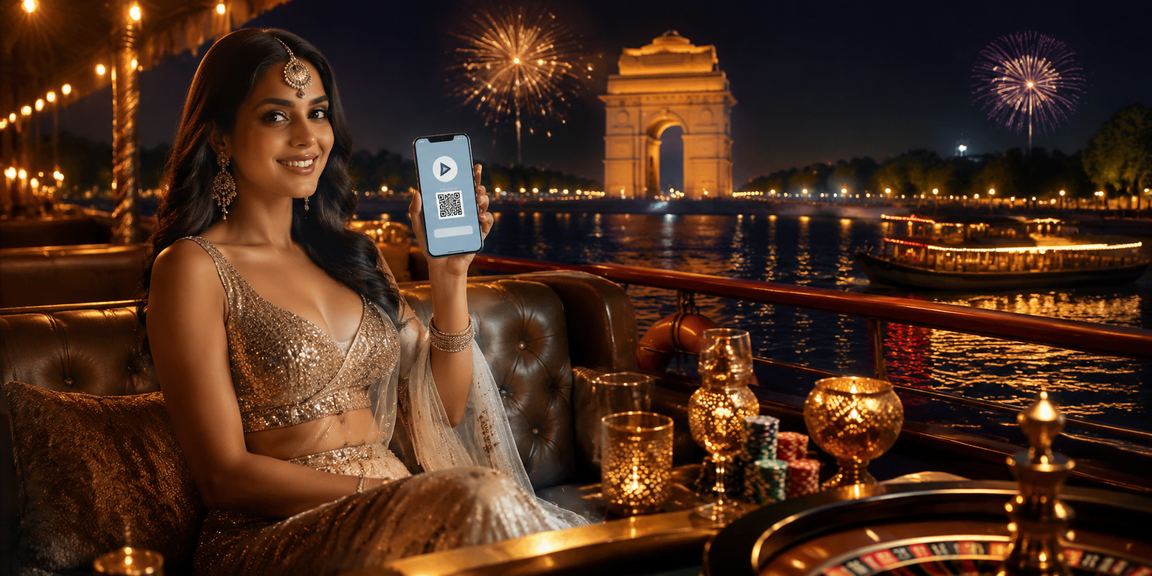 Vibrant Delhi city scene illustrating mobile payment convenience and Bollywood culture