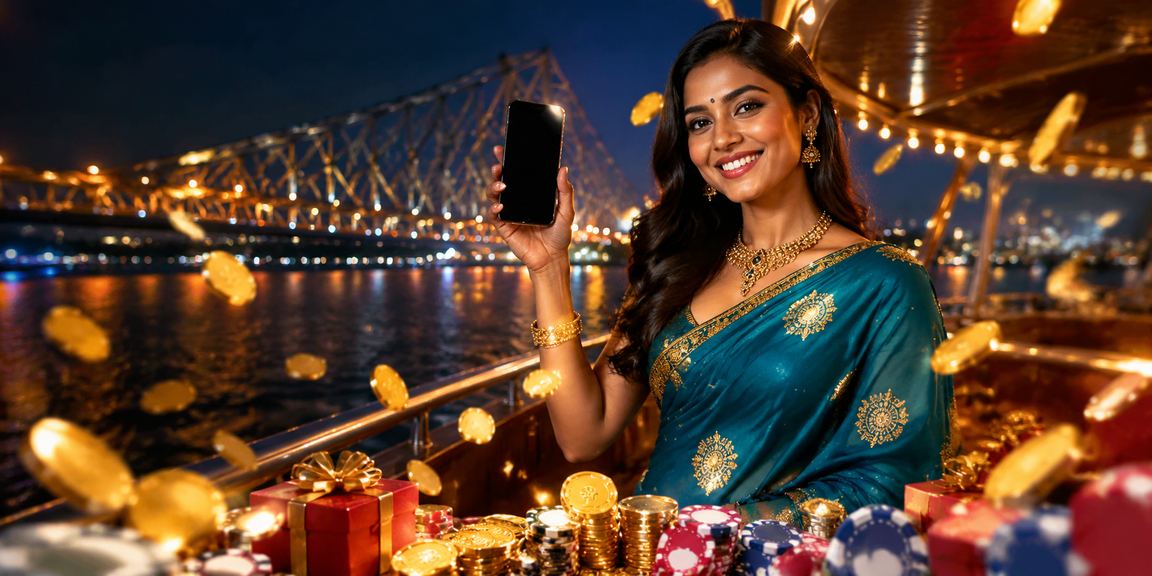 Kolkata Howrah Bridge scene with casino-inspired slots and Andar Bahar theme
